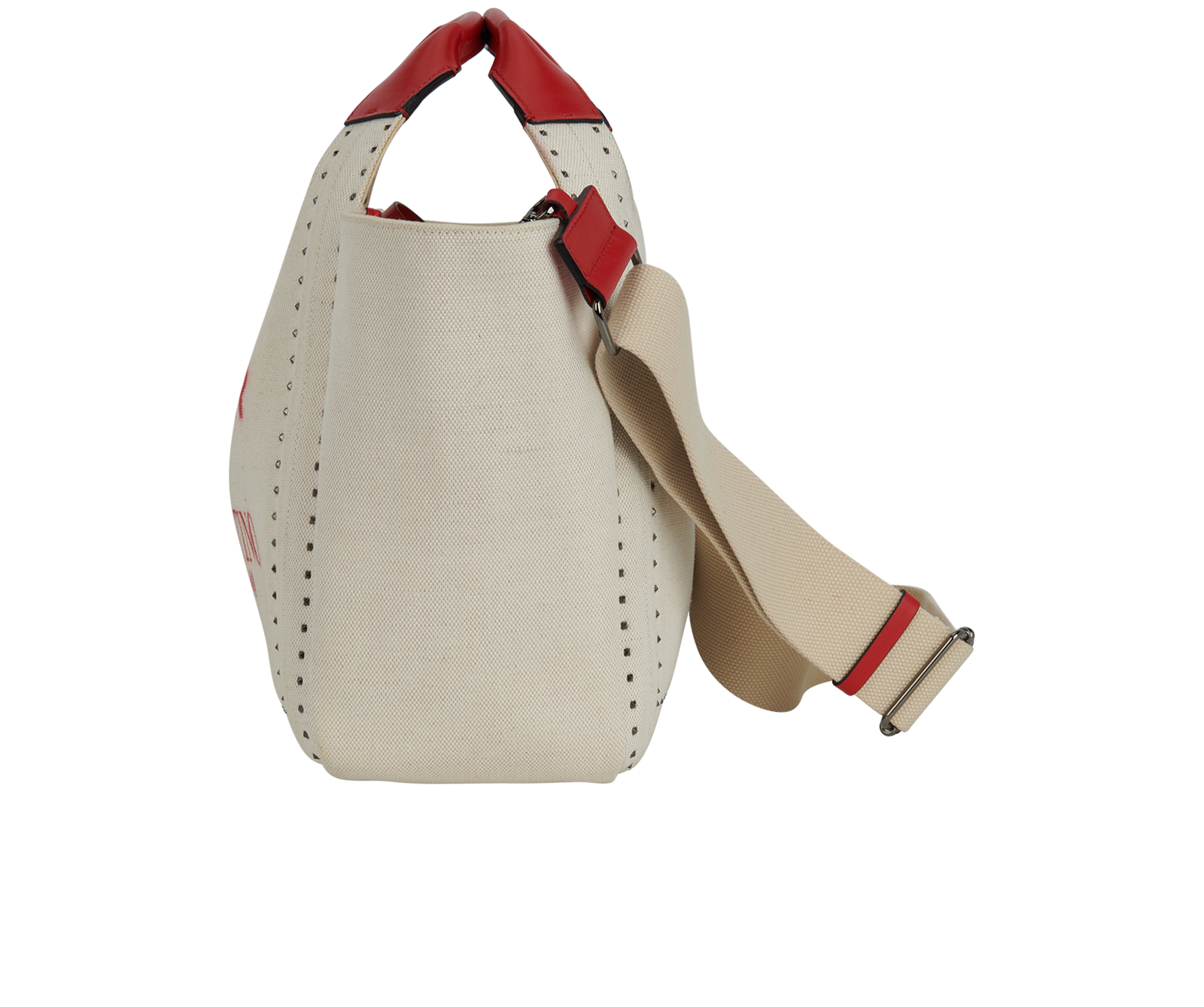 Atelier 01 Small Logo Tote, &pound;450, Handbags, Beige/Red, Canvas, Bottom view